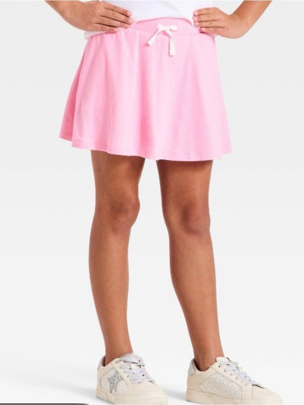 Girls' Pink Drawstring Skater Skirt w/ built in shorts